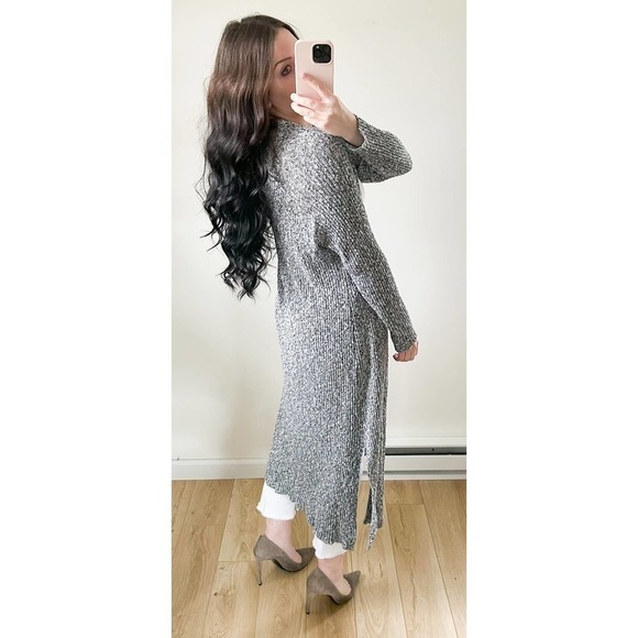 Torrid Gray White Marled Long Duster Cardigan Sweater sz 3 S/M - Picture 6 of 11